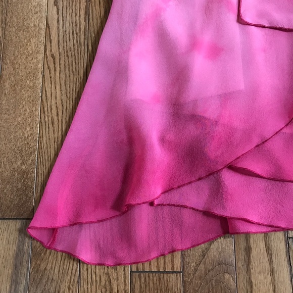 NWT Bebe 100% Silk women’s pink ombré Boho Asymmetric Midi Dress Size S - Picture 8 of 8